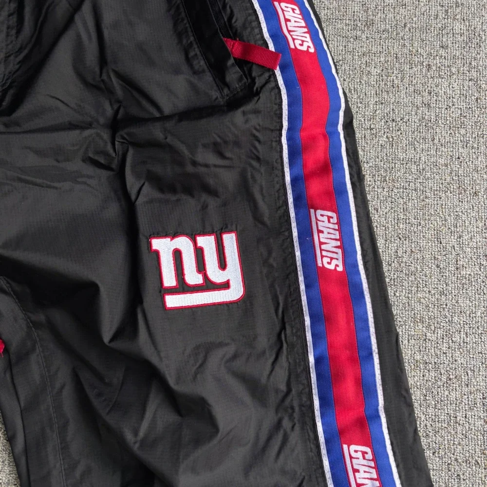 New York Giants Track Pants Mens Small Black NFL Football Full Side Zip Ripstop